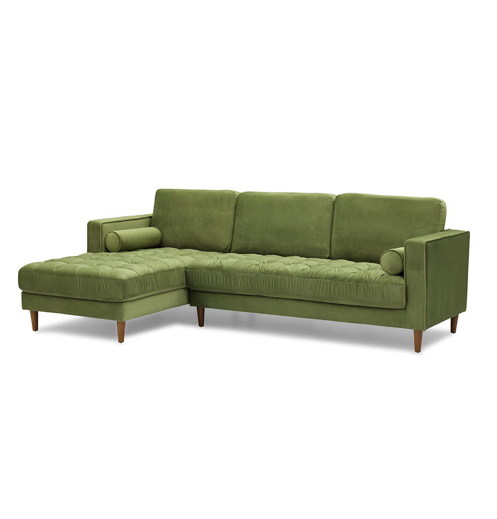 titled view of Luxurious Bente Green Velvet Sectional Sofa