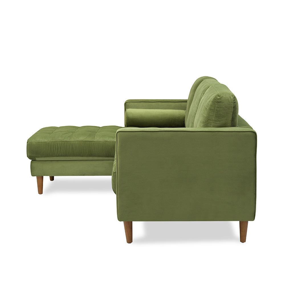 side view of Luxurious Bente Green Velvet Sectional Sofa