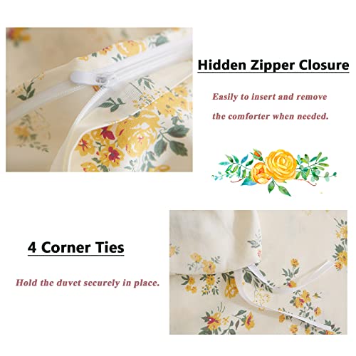 Cottagecore Twin Duvet Set includes a hidden zip closure and four corner ties