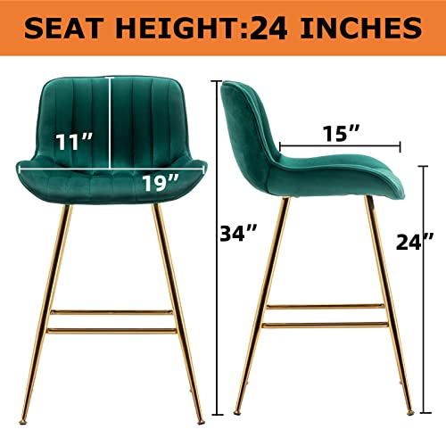 seat height of 24 inches for Green Velvet Bar Stools