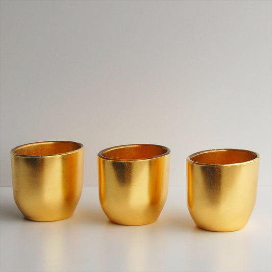 Set of Three Hand Gilded Gold Vases