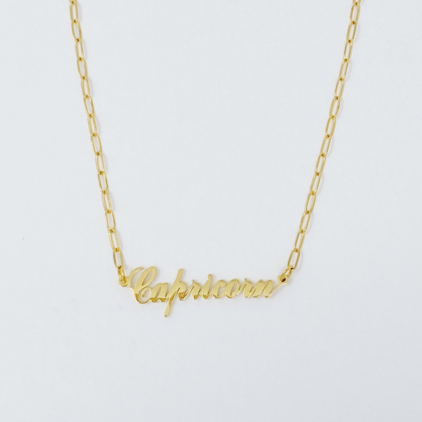 Zodiac Name Script Chain Necklace
