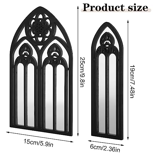 Set of 3 Gothic Arch Mirrors product size for large and small size
