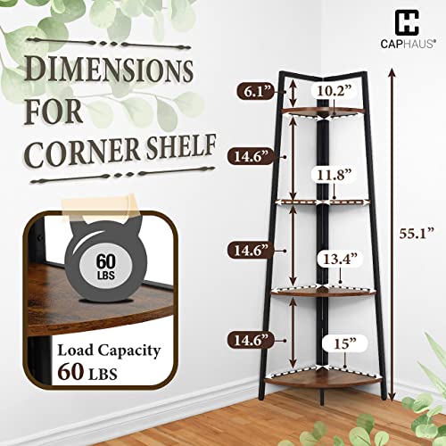 corner shelf against wall with measurements and 60 pound load capacity 