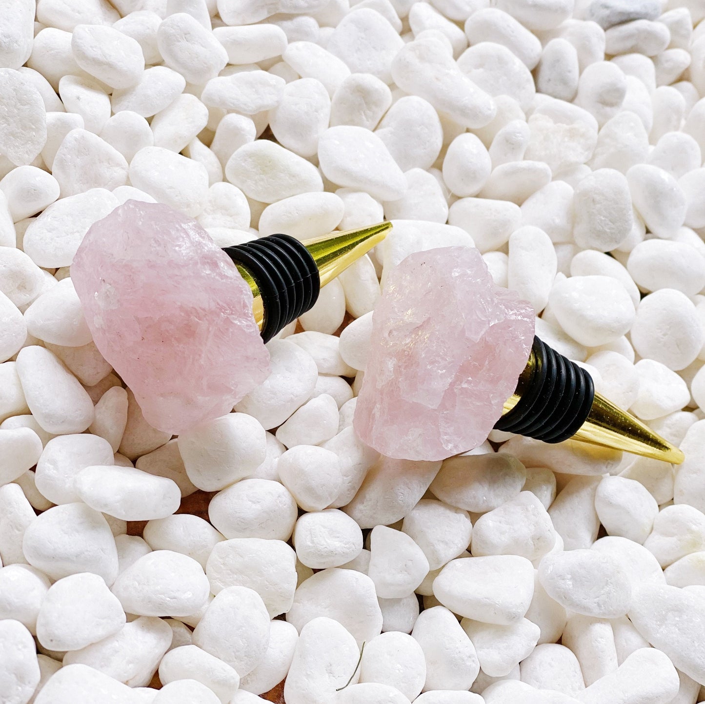 natural stone wine stopper pink on stones