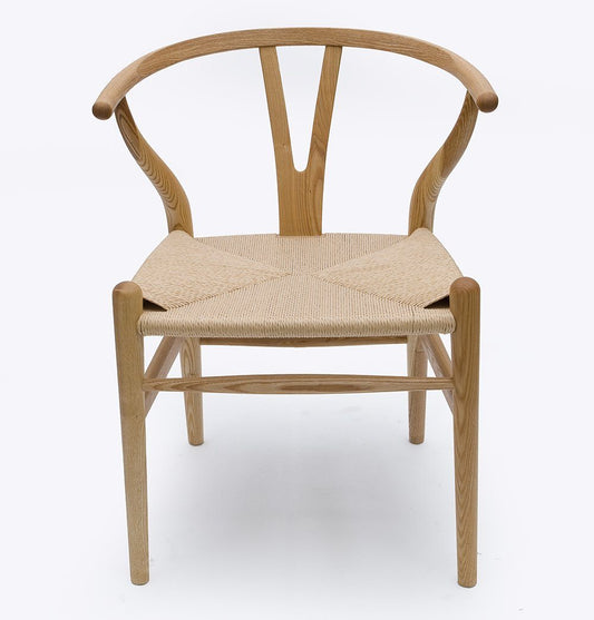 ash wishbone chair with rattan seat