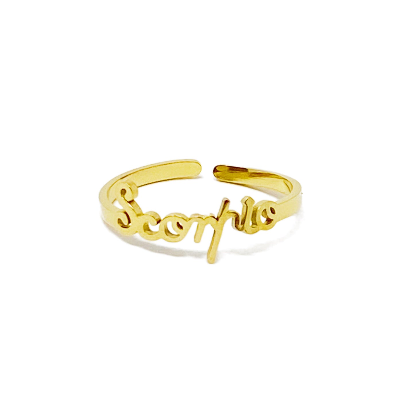 Scripted Zodiac Name Adjustable Rings