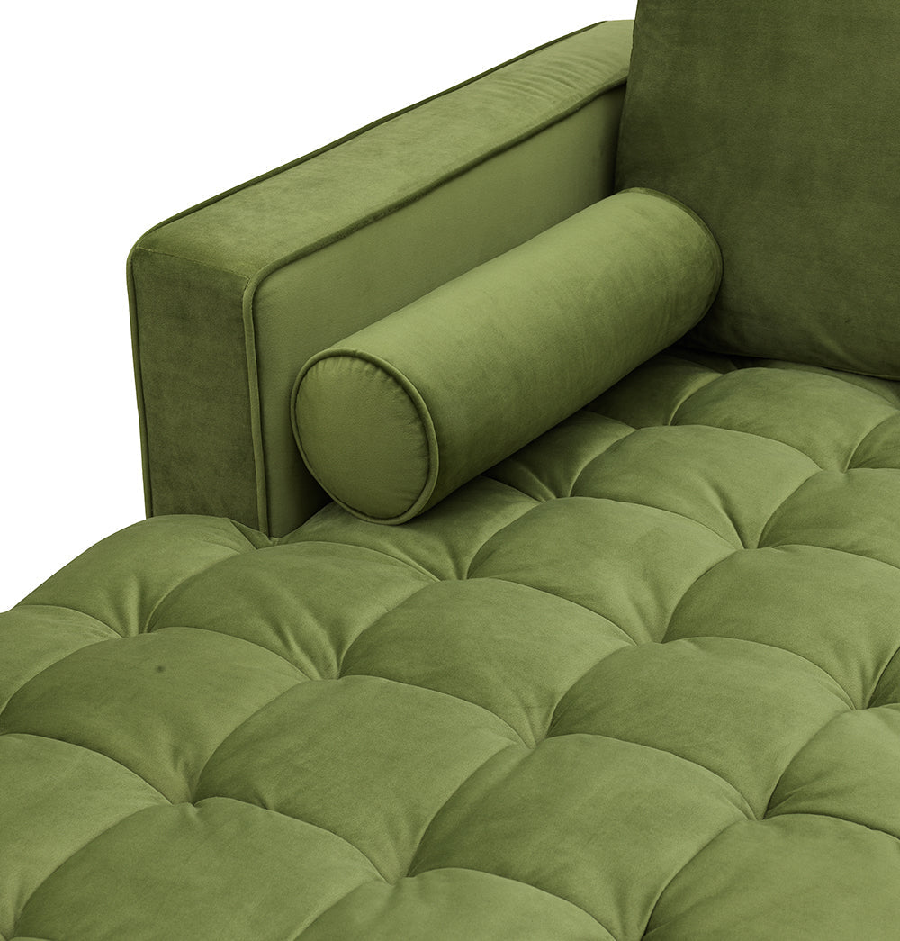 up close view of Luxurious Bente Green Velvet Sectional Sofa