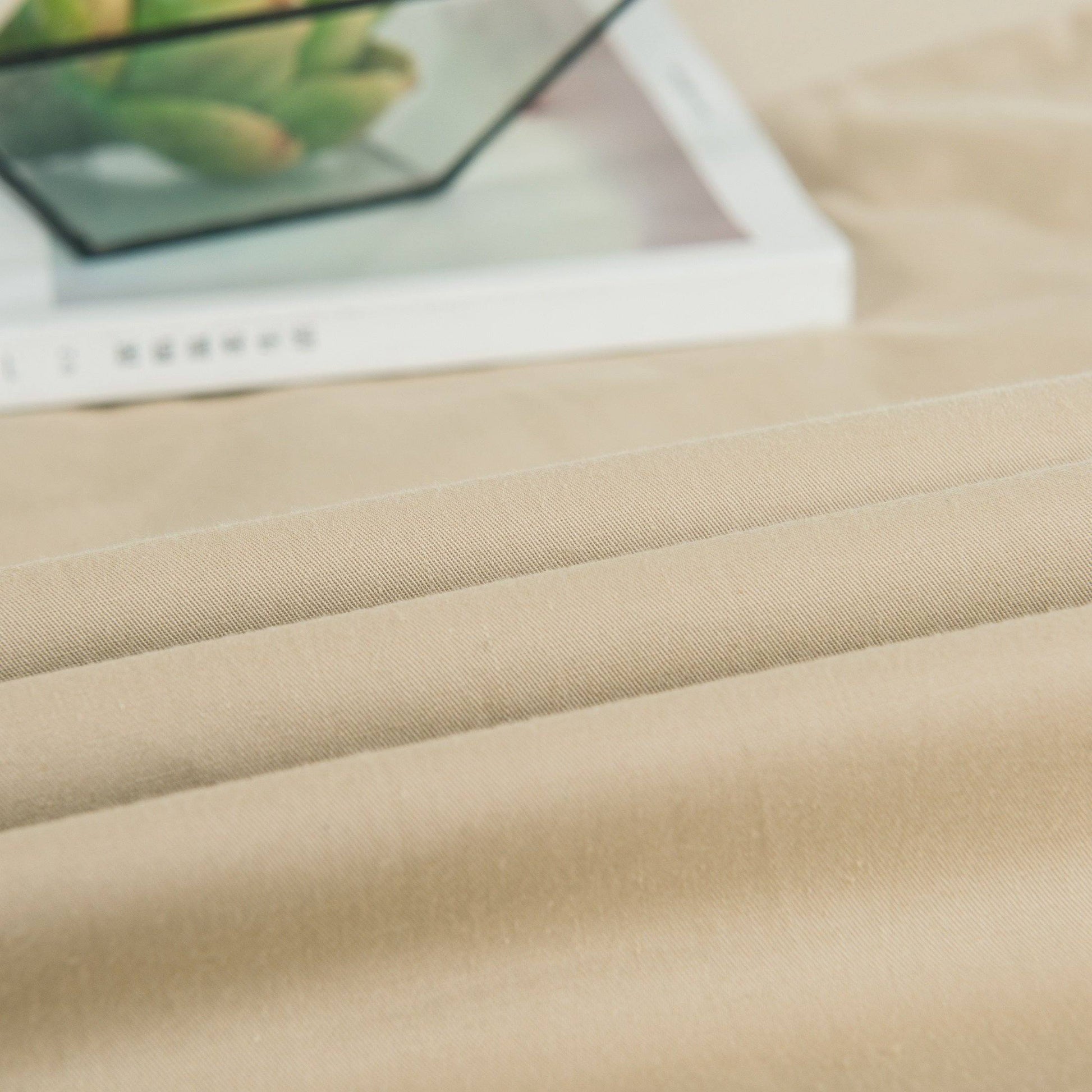 texture of Soft Cotton Beige Fitted Bed Sheet
