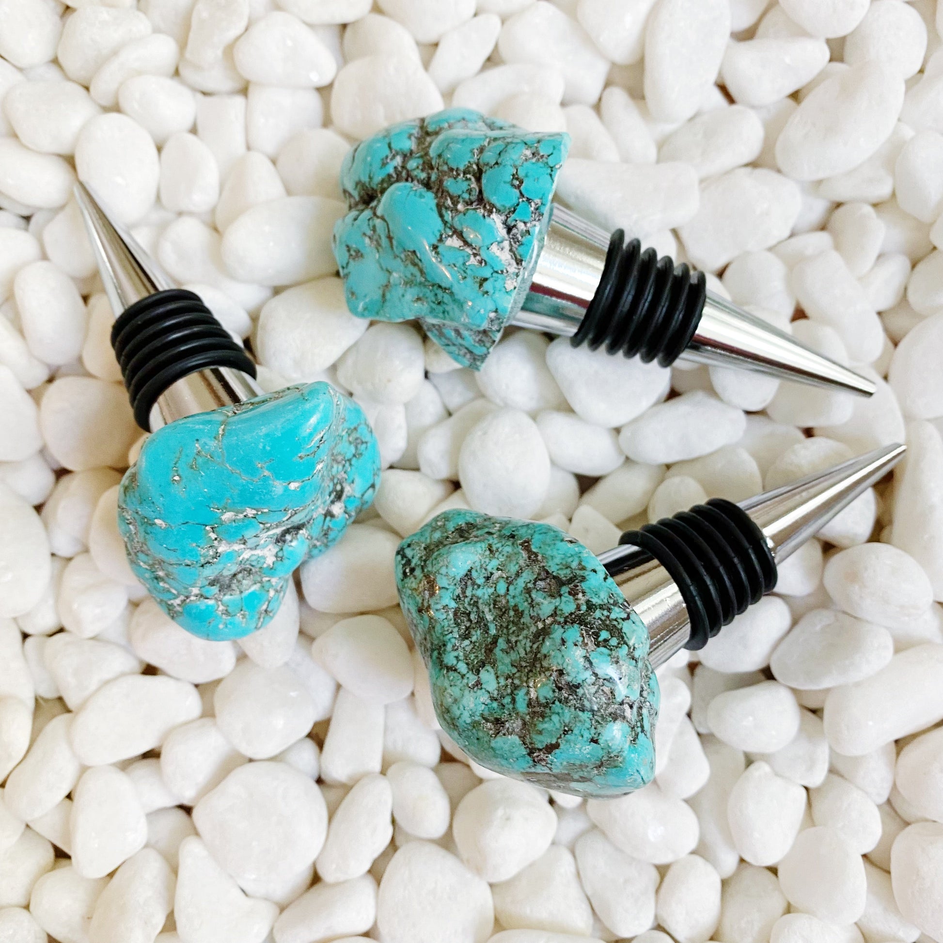 natural stone wine stopper blue on stones