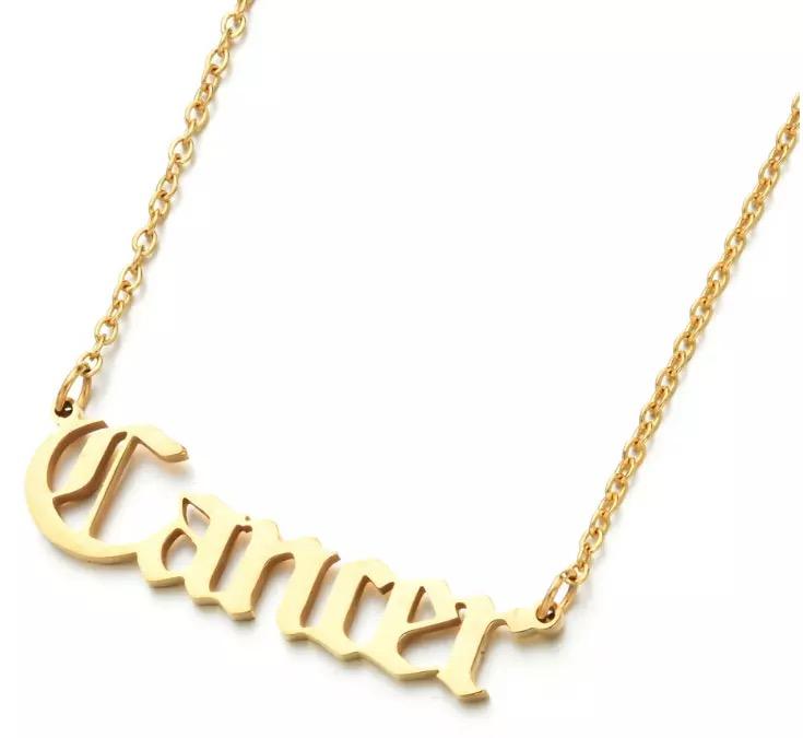 Zodiac Name Necklace Cancer up close