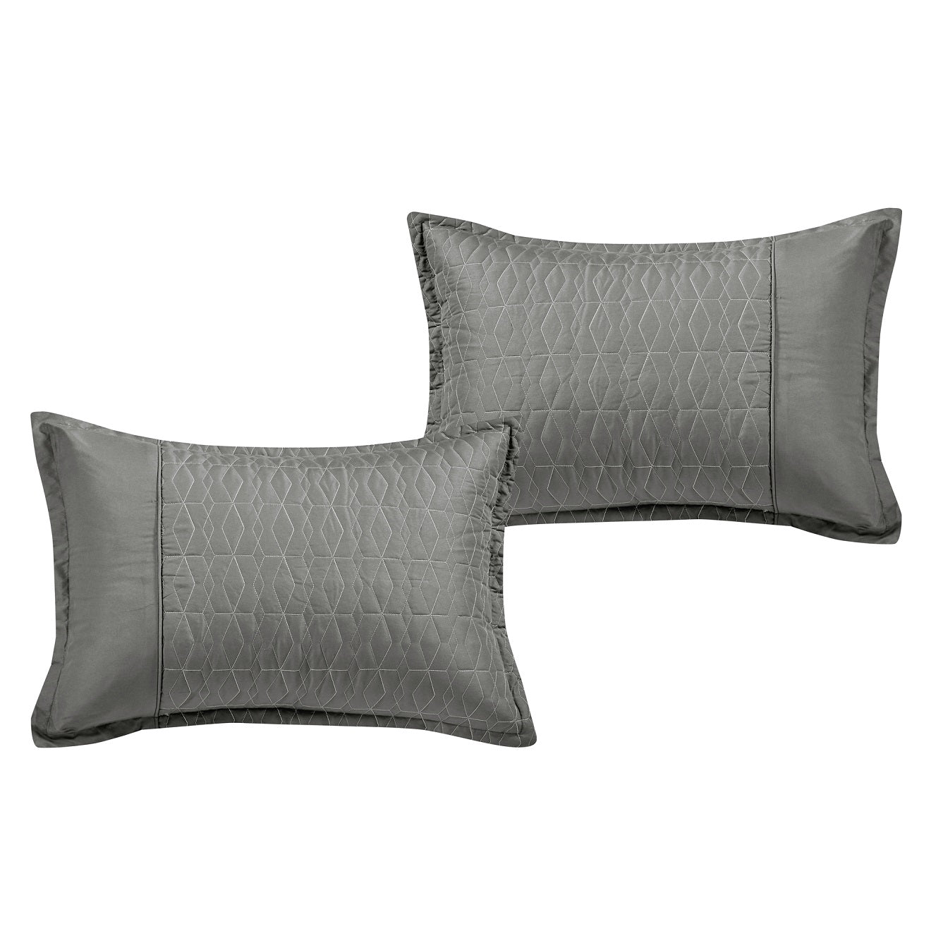 close up of the pillows that are meant for sleeping on in the 7 piece gray comforter set