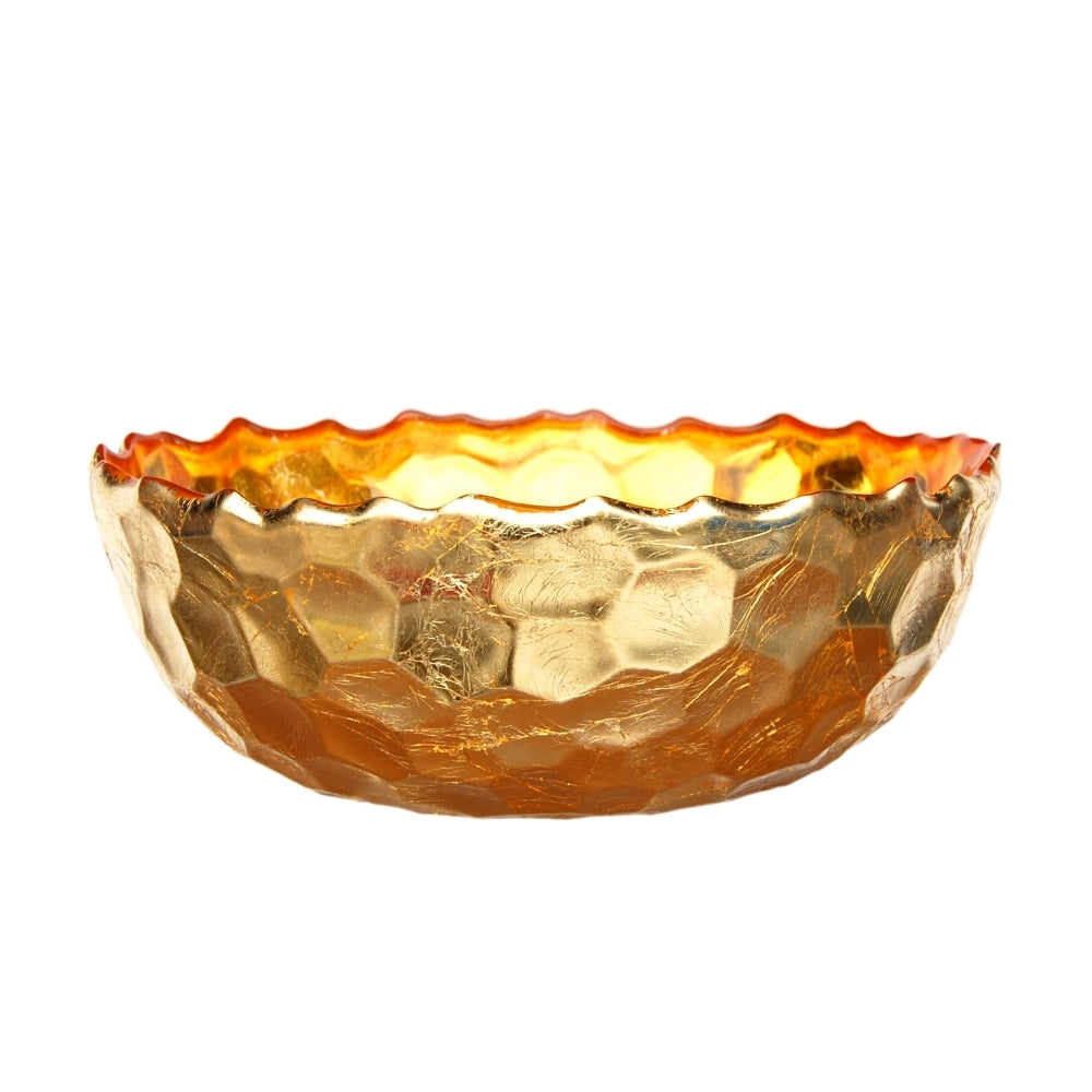 Gold Treasues Pounded Salad Bowl side view